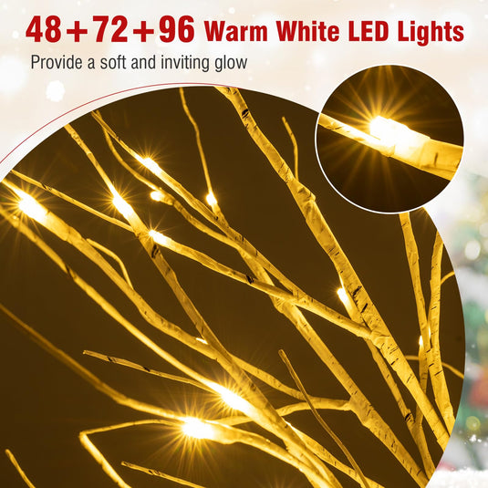 Goplus 4/5/6 FT Pre-Lit Artificial Christmas Trees with 216 Warm White LEDs ( Set of 3 )