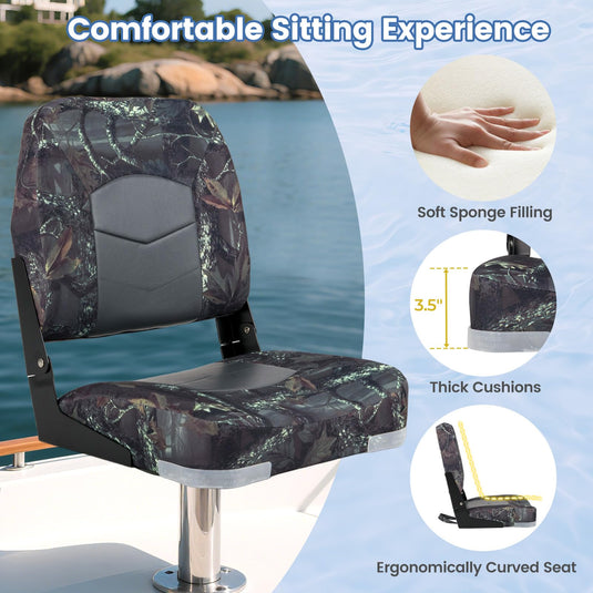 Goplus 2 Packs-Dark Camo Waterproof Fishing Captain Boat Seats