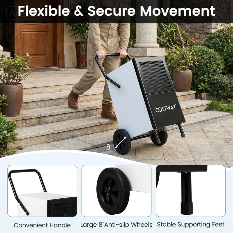 Load image into Gallery viewer, 189 Pints Commercial Dehumidifier with Pump, 3.3Ft Drain Hose &amp; Wheels
