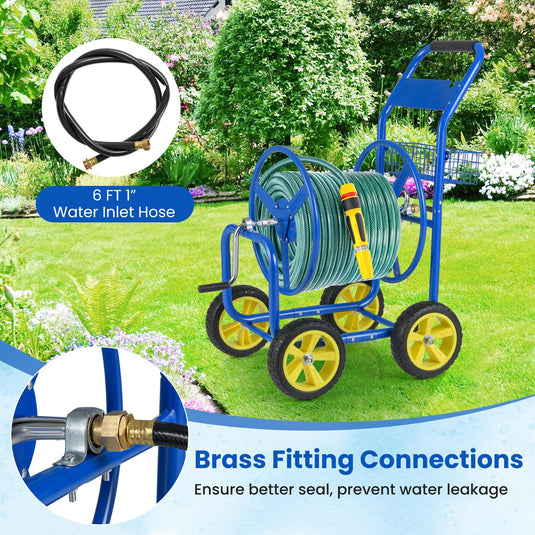 Goplus Garden Hose Reel Cart | 300 FT of 5/8" Large Capacity