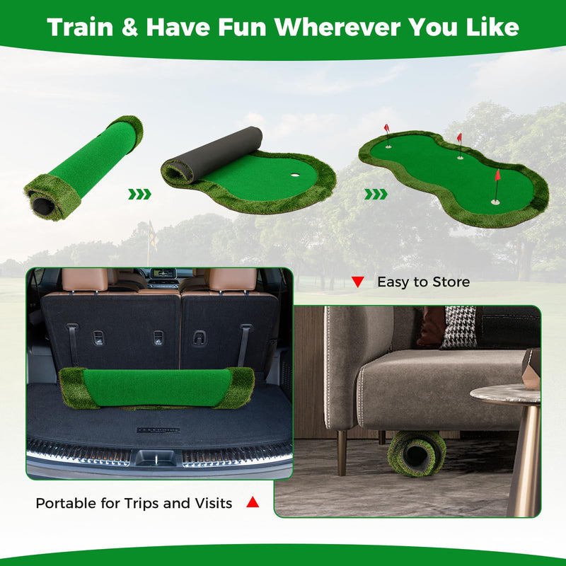 Load image into Gallery viewer, Goplus 10x5FT Large Golf Putting Green with 3 Holes &amp; 3 Flags
