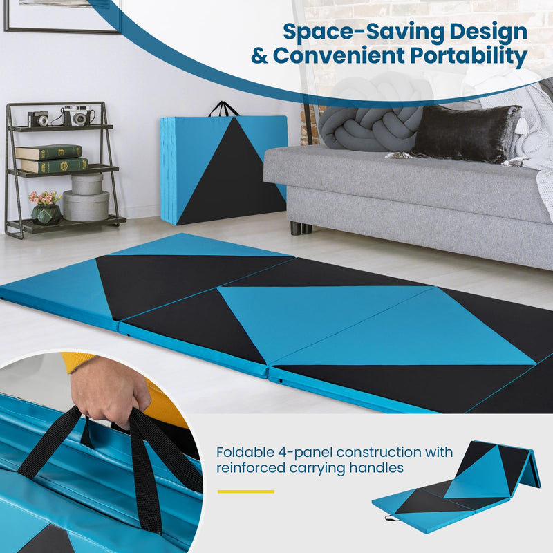 Load image into Gallery viewer, Goplus Folding Gymnastics Mat, 10’ x 4’ x 2’’ Thick Tumbling Mats with PU Leather, Hook &amp; Loop Fasteners
