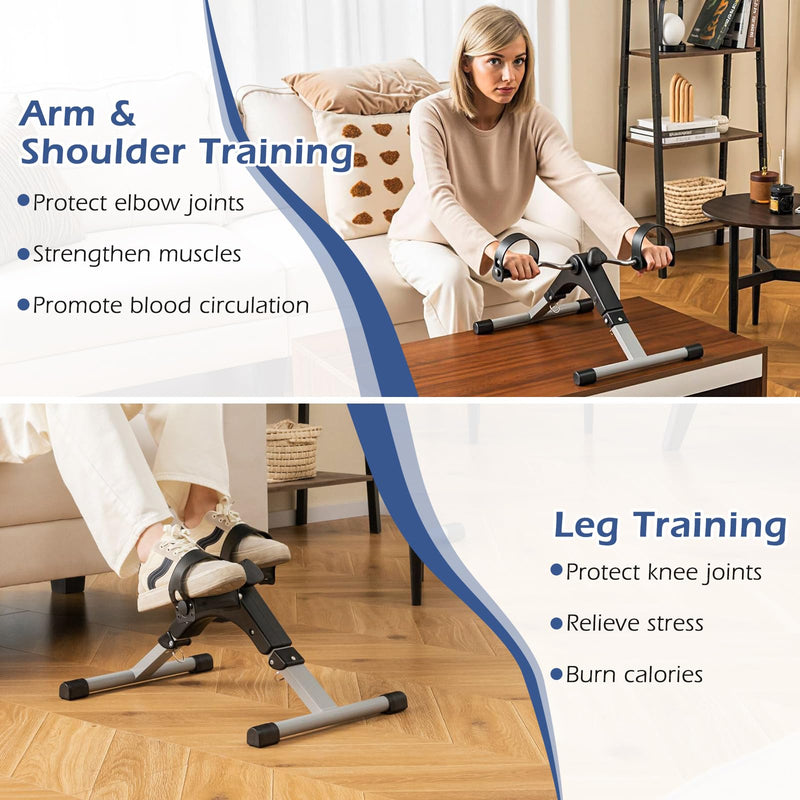 Load image into Gallery viewer, Goplus Folding Pedal Exerciser, Under Desk Mini Exercise Bike for Arm &amp; Leg Workout
