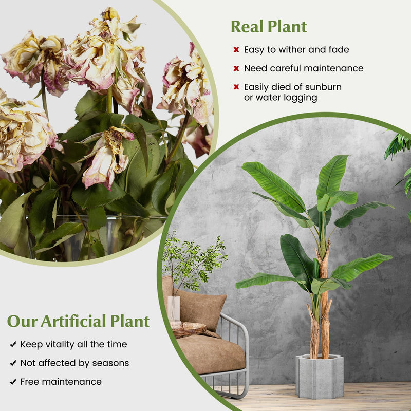 Load image into Gallery viewer, Goplus 5.5 FT Tall Artificial Banana Tree
