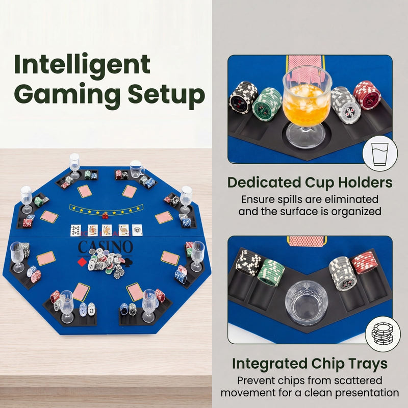 Load image into Gallery viewer, Goplus 48" Foldable Octagonal Poker Table Top 8 Players w/Chip Trays for Texas Hold'em Blackjack
