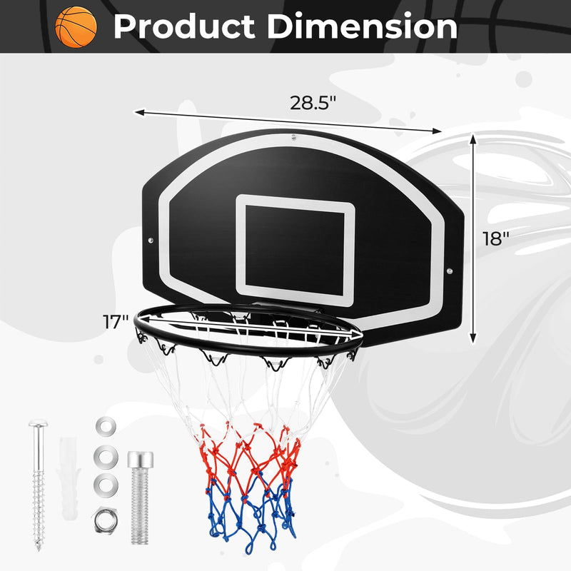 Load image into Gallery viewer, Goplus Wall Mount Basketball Hoop, 28.5¡¯¡¯ x 18¡¯¡¯ Large Backboard with 17¡¯¡¯ Rim, Shatter-Proof Backboard
