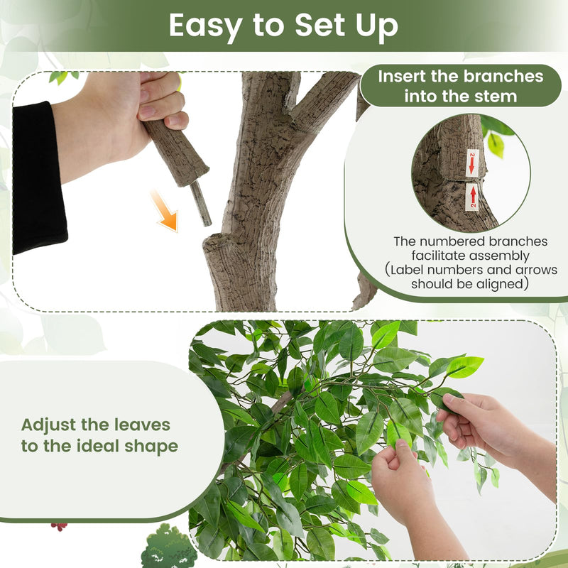 Load image into Gallery viewer, Goplus 8.2 FT Large Faux Greenery Tree with Cement-Filled Pot Realistic Trunk &amp; Moss
