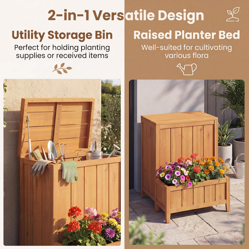 Load image into Gallery viewer, Goplus Wood Package Delivery Box with Planter Box | Multi-purpose Outdoor Storage Container
