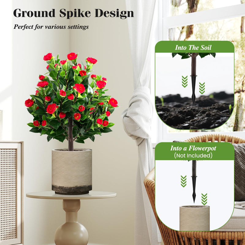Load image into Gallery viewer, Goplus 31 Inches Artificial Camellia Tree Set 2 Pack Fake Flower Trees
