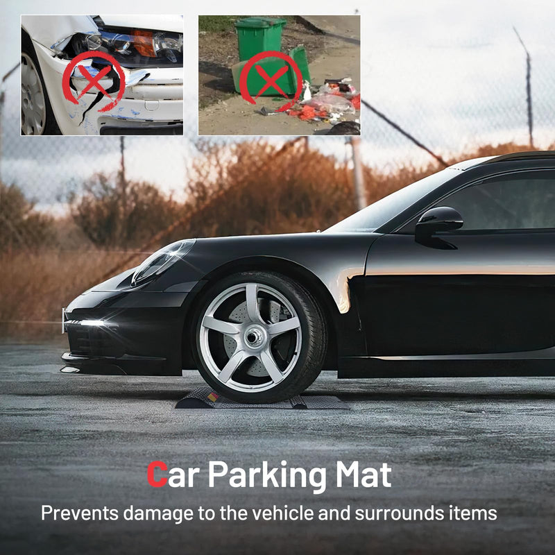 Load image into Gallery viewer, Goplus Garage Car Parking Mat, 2 Pack Heavy Duty Wheel Stopper w/ 2 Mounting Method, Non-Slip Surface
