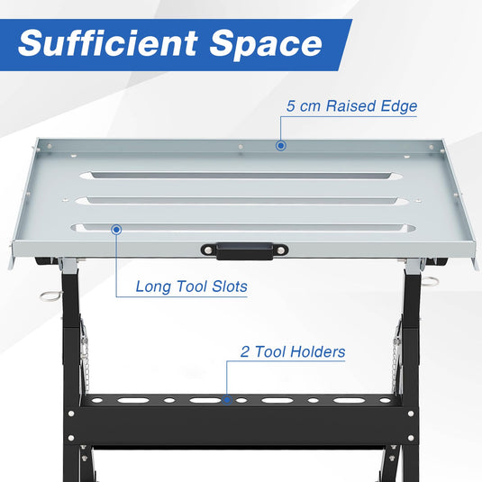 Goplus Folding Welding Table Welding Workbench with 78 x 51 cm Tabletop