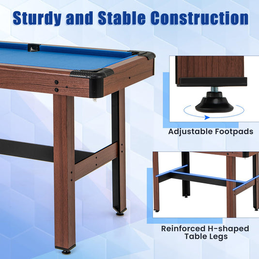 Goplus 48” Pool Table, Wooden Billiards Table w/ 2 Cue Sticks, 16 Balls, 2 Chalks, Triangle, Brush