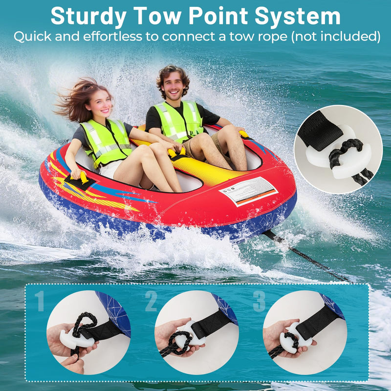 Load image into Gallery viewer, Goplus 1-2 Person Towable Tube for Boating Floating Raft Water Sports
