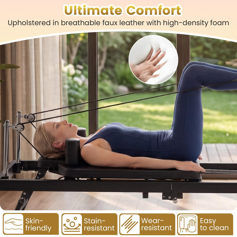 Load image into Gallery viewer, Goplus Foldable Pilates Reformer Machine for Home Gym 84" Large Pilates Equipment
