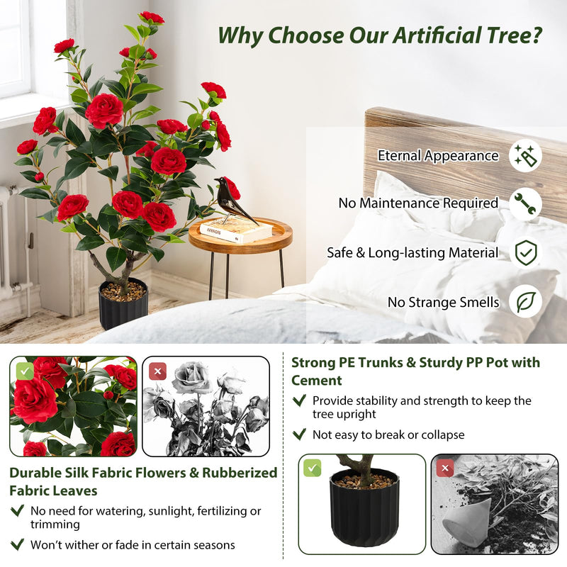 Load image into Gallery viewer, 38&quot; Artificial Camellia Tree - Goplus
