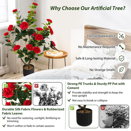 38" Artificial Camellia Tree - Goplus
