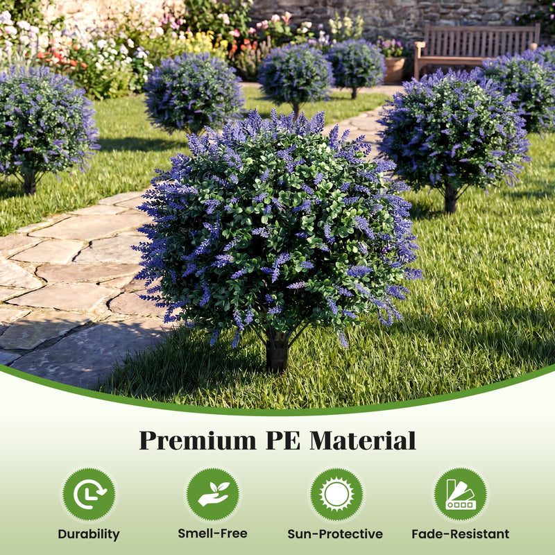 Load image into Gallery viewer, Goplus 2 Pack Artificial Lavender Boxwood Topiary Ball Trees 27.5" Faux Floral Shrubs
