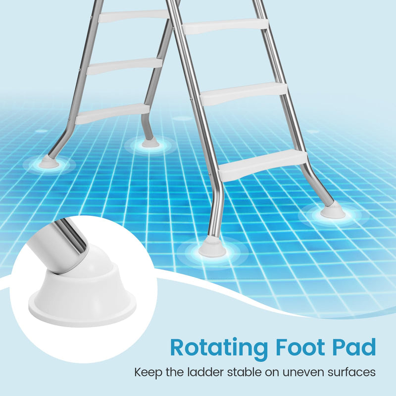 Load image into Gallery viewer, Goplus 4-Step Steel Frame Above Ground Swimming Pool Ladder for 55&quot; Pool Wall Heights
