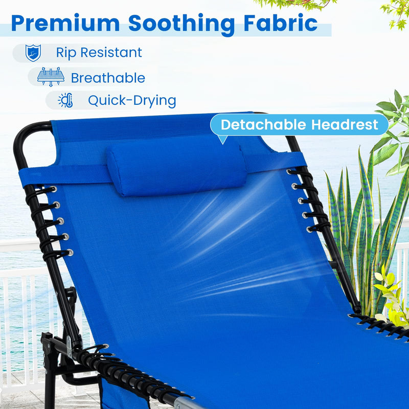 Load image into Gallery viewer, Goplus Extra Large Lounge Chair Outdoor Folding 5-Position Tanning Chair
