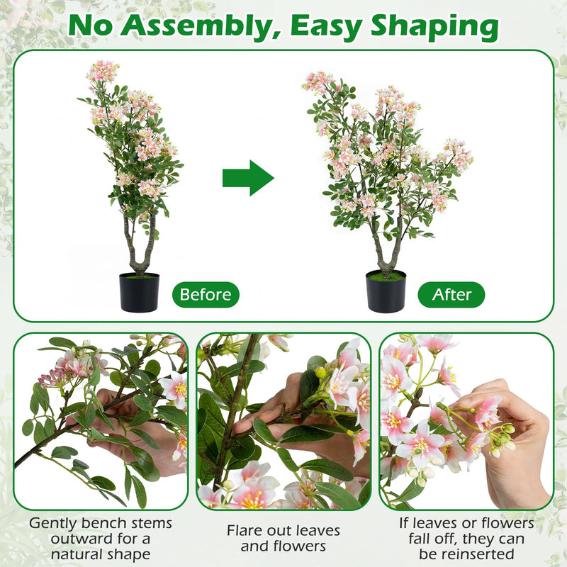 Load image into Gallery viewer, Goplus 36" Artificial Impatiens Blossom Tree w/Mini Fruits &amp; Faux Grass
