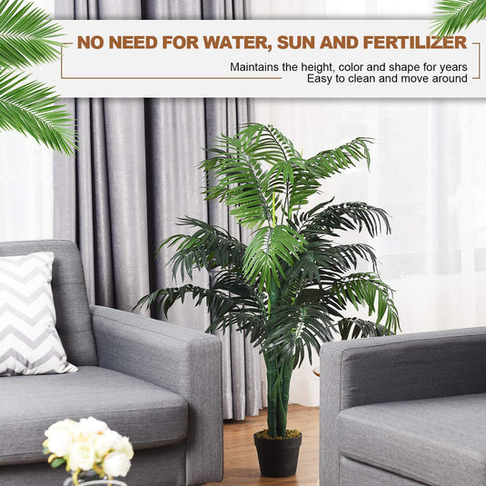 Goplus 3.5 Feet Tall Potted Artificial Palm Tree for Indoor Outdoor