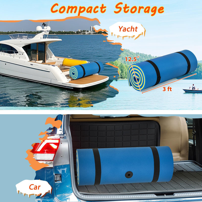 Load image into Gallery viewer, Goplus 87&quot; x 36&quot; Floating Water Mat Pad Lily Pad with Rolling Pillow Design
