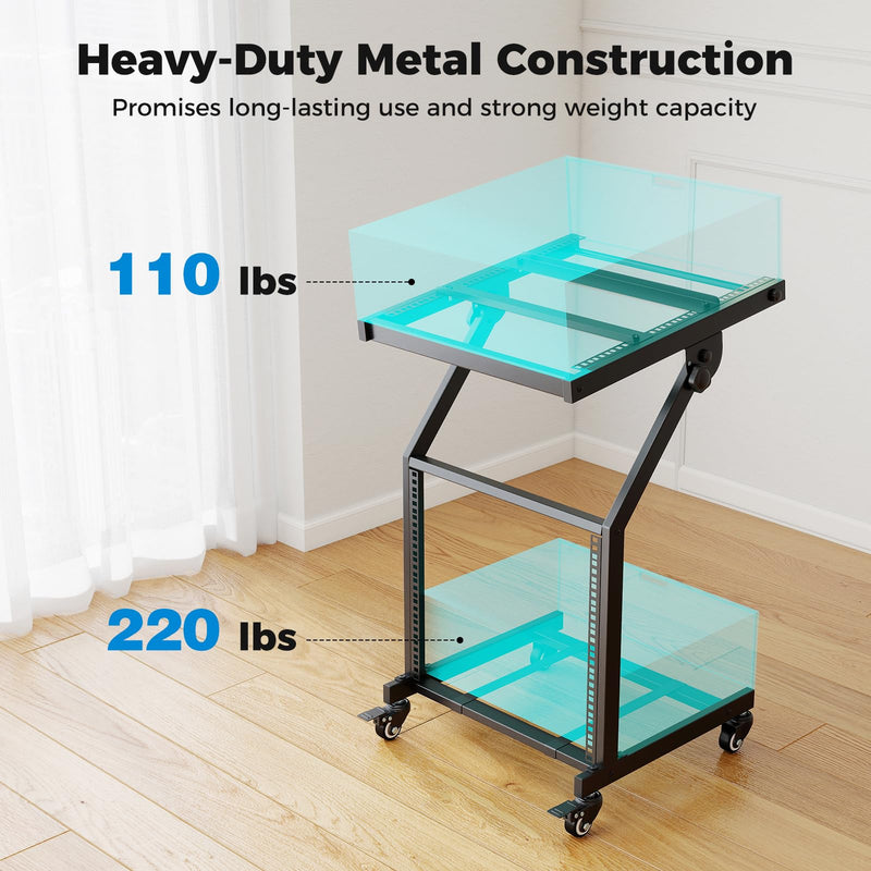 Load image into Gallery viewer, Goplus 9U DJ Mixer Stand with Lockable Wheels | Professional Studio Equipment Case Stand
