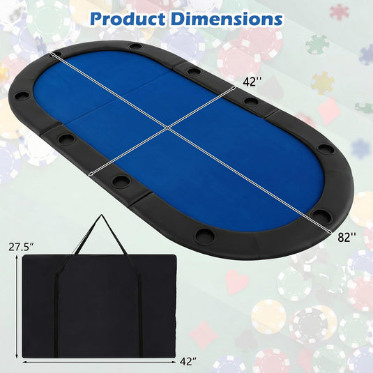 Goplus 84"x42" Foldable Poker Table Top for 10 Players w/Cup Holders