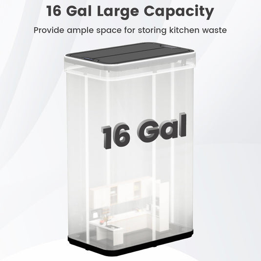 Goplus 16 Gallon Kitchen Trash Can | Slim Automatic Touchless Trash Bin for Kitchen Bedroom