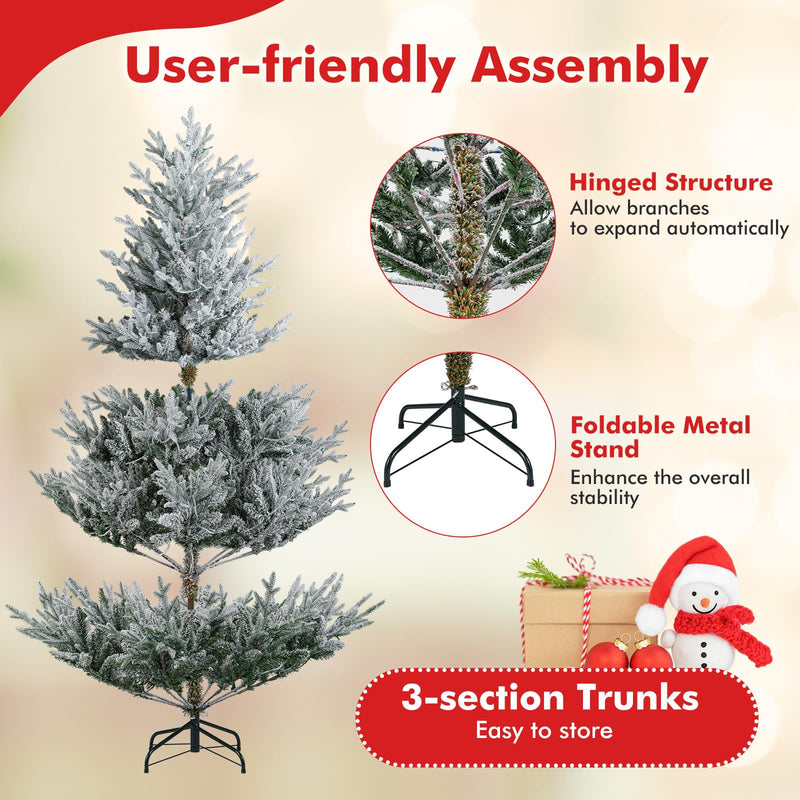 Load image into Gallery viewer, Goplus 6FT / 7FT / 8FT Pre-Lit Snow Flocked Christmas Tree | Holiday Home Office Decoration
