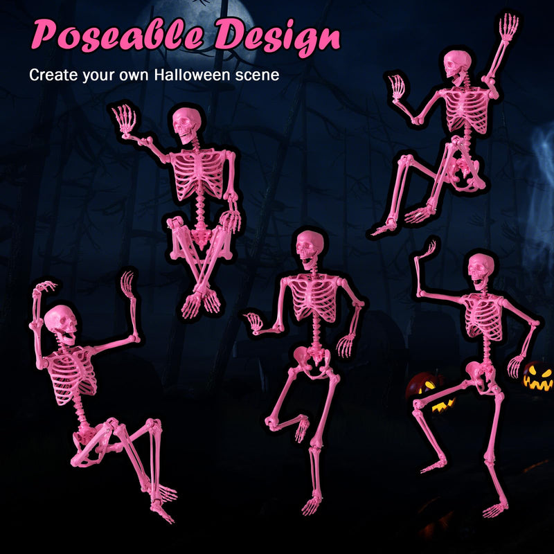 Load image into Gallery viewer, Goplus 5.5 FT Halloween Pink Skeleton Life-Size Poseable Skeleton with Movable Joints
