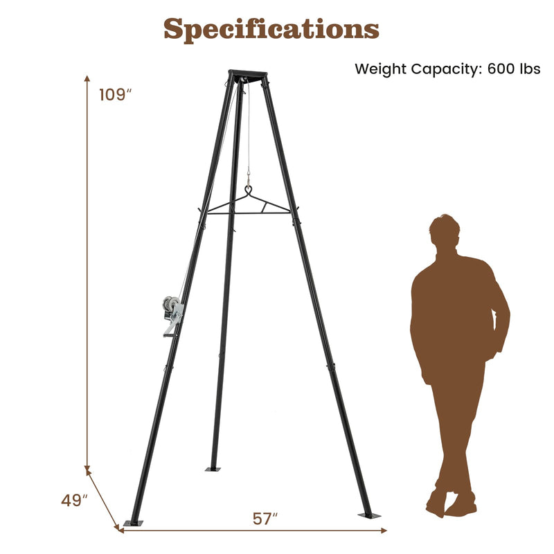 Load image into Gallery viewer, Goplus Tripod Game Hoist, 600 LBS Capacity Hunting Deer Stand with Adjustable Gambrel, Lifting Winch

