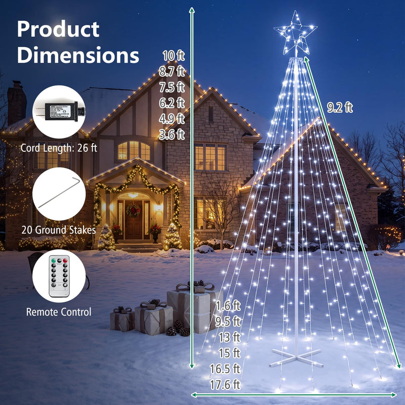 Load image into Gallery viewer, Goplus 10 FT Outdoor Christmas Lights | Tall Waterproof Xmas String Lights w/ Star Toppe Remote and Timer

