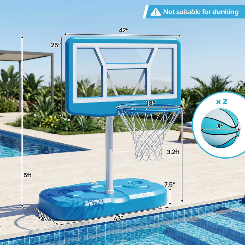 Load image into Gallery viewer, Goplus Shatterproof Outdoor Swimming Poolside Basketball Goal System with 200 LBS Weighted Base
