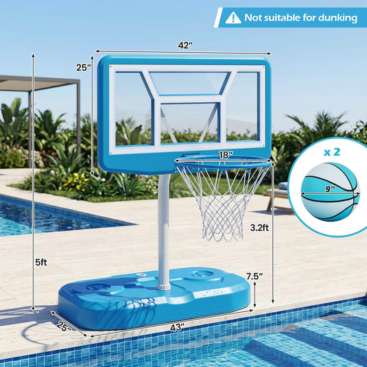 Goplus Shatterproof Outdoor Swimming Poolside Basketball Goal System with 200 LBS Weighted Base