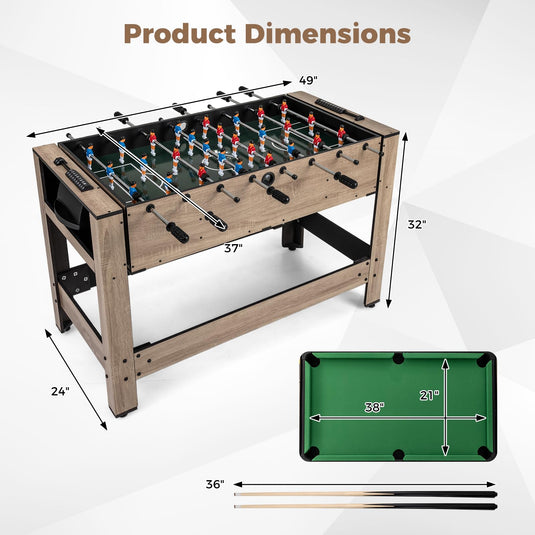 Goplus 2-in-1 Swivel Multi Game Table with Foosball & Pool for Adults
