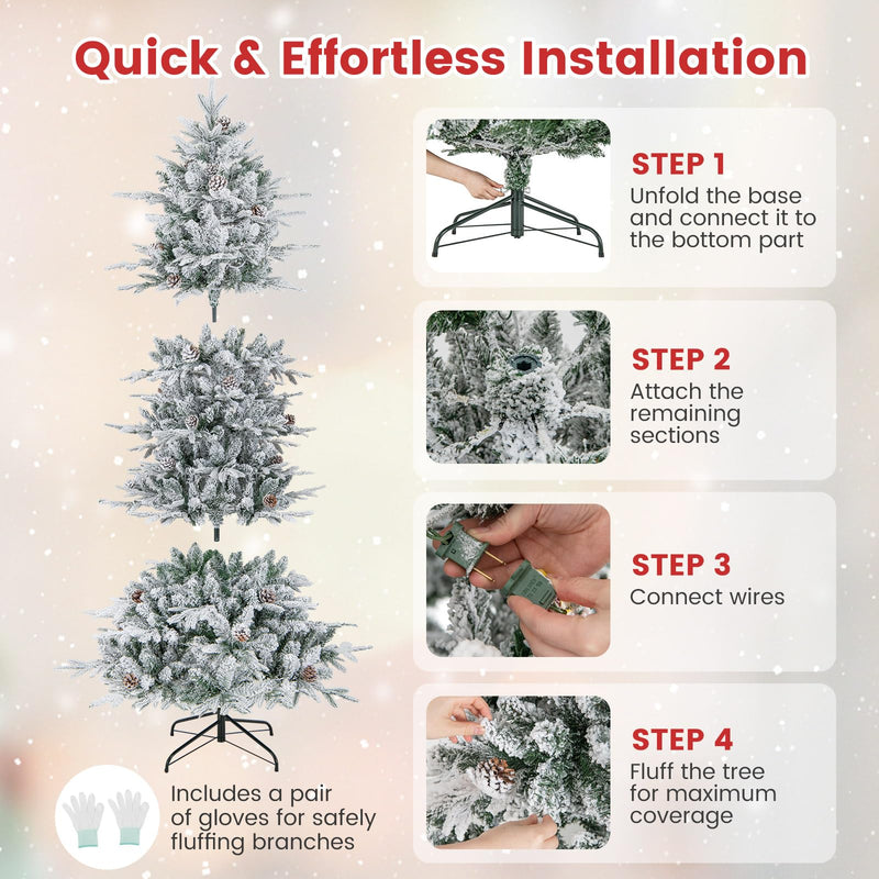 Load image into Gallery viewer, Goplus Pre-Lit Snow Flocked Christmas Tree with Warm-White Incandescent Lights
