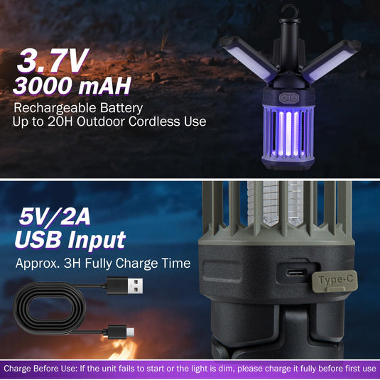 Goplus Outdoor Trap with Foldable Camping Lantern USB-C Rechargeable Electric Night Light