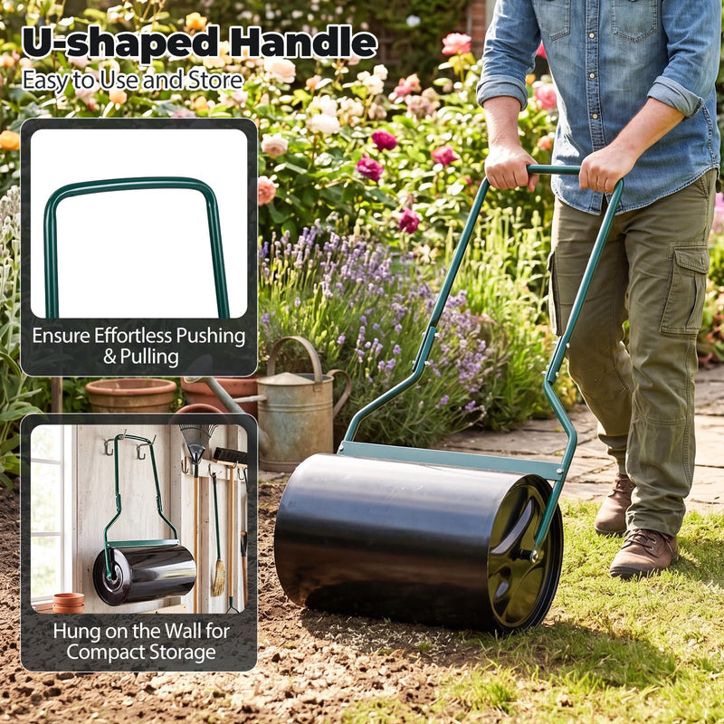Load image into Gallery viewer, Goplus 12 Gallon Water/Sand Filled Garden Drum Roller w/U-Shape Handle

