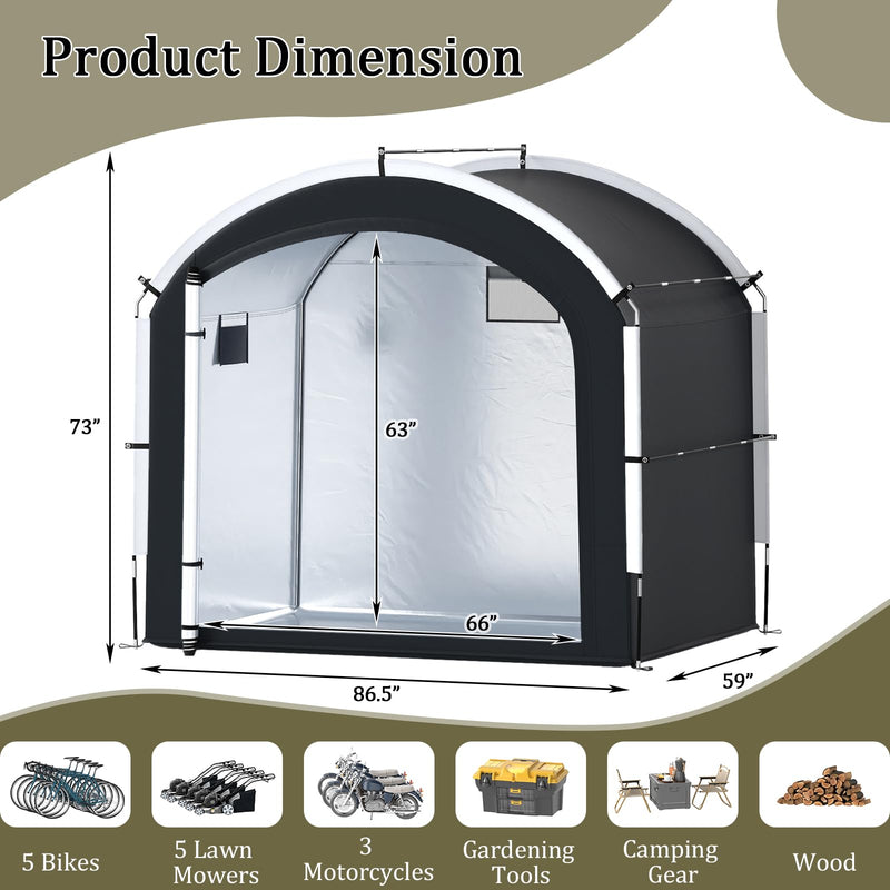 Load image into Gallery viewer, Goplus 7.2 x 4.9 FT Outdoor Bike Storage Sheds w/210D Oxford Fabric PU4000 Waterproof Cover
