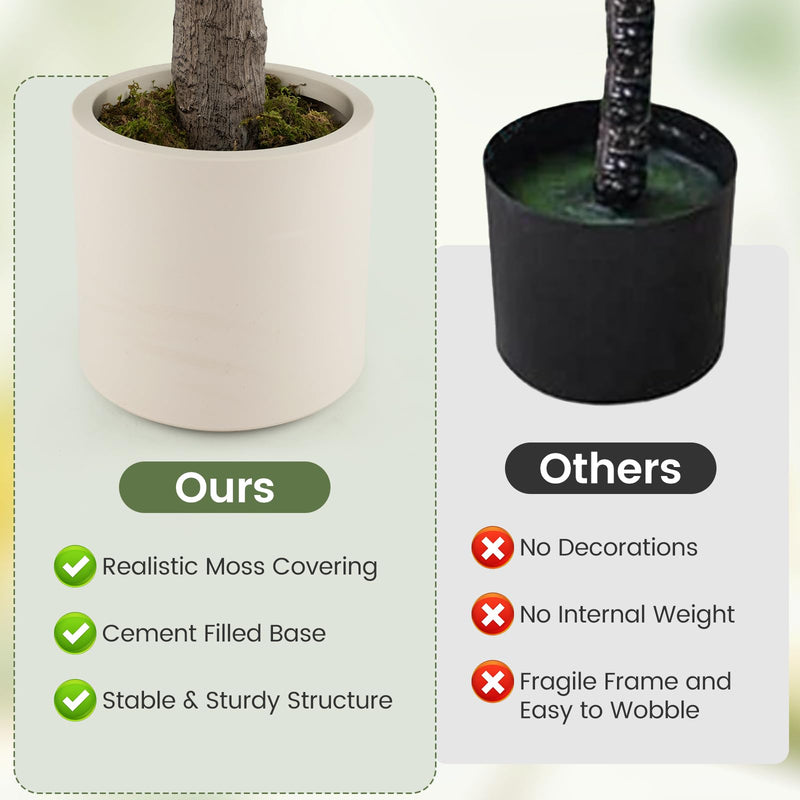 Load image into Gallery viewer, Goplus 8.2 FT Large Faux Greenery Tree with Cement-Filled Pot Realistic Trunk &amp; Moss

