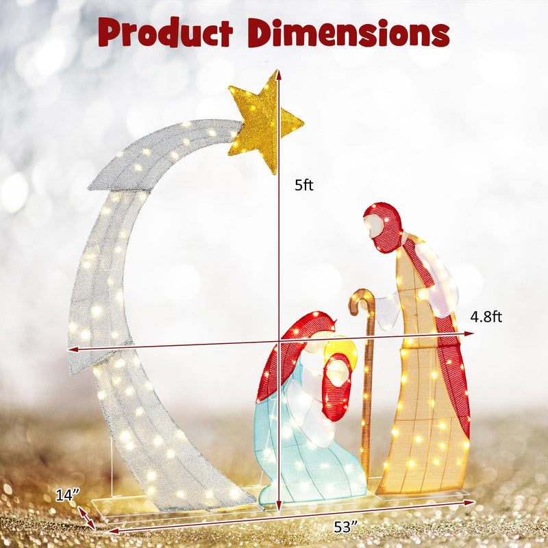 Load image into Gallery viewer, Goplus 5 FT Christmas Nativity Set, Pre-Lit Nativity Scene w/ 140 Warm White LED Lights

