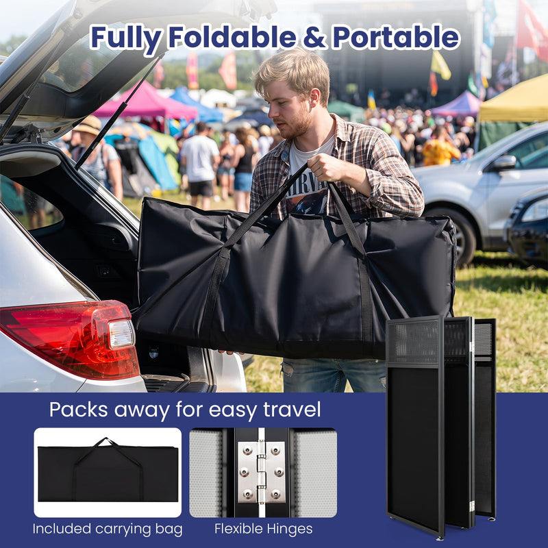 Load image into Gallery viewer, Goplus Portable DJ Booth with Scrims &amp; Carrying Bag | Foldable Mobile DJ Table Stand
