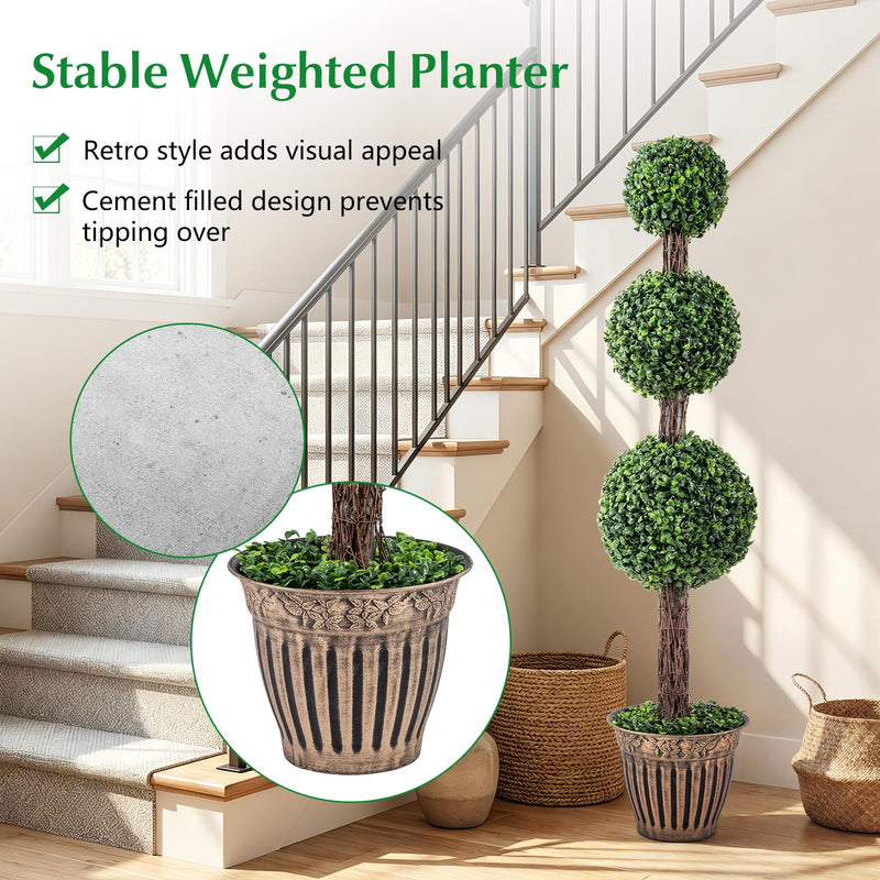 Load image into Gallery viewer, Goplus Artificial Triple Ball Boxwood Tree 4 FT Fake Topiary Tree(1/2)
