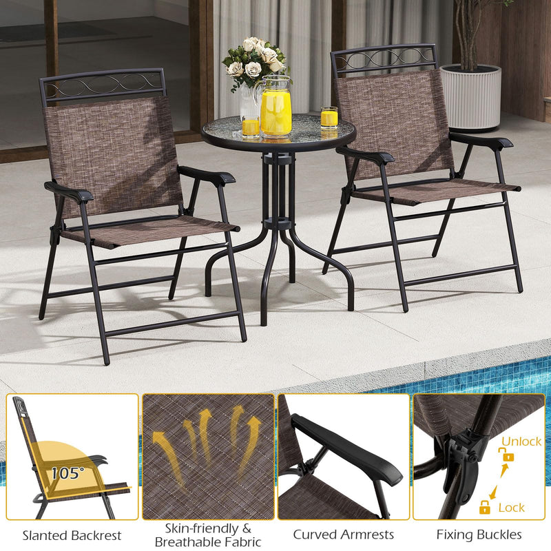 Load image into Gallery viewer, Goplus Bistro Table and Chairs Set of 2 Outdoor 3 Piece Patio Bistro Set with 1.57” Umbrella Hole
