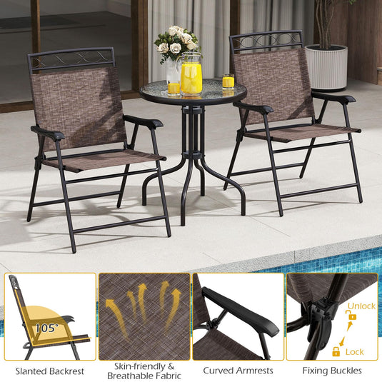 Goplus Bistro Table and Chairs Set of 2 Outdoor 3 Piece Patio Bistro Set with 1.57” Umbrella Hole