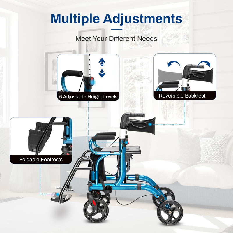 Load image into Gallery viewer, 2 in 1 Rollator Walker for Seniors, Medical Walker with Seat - Goplus
