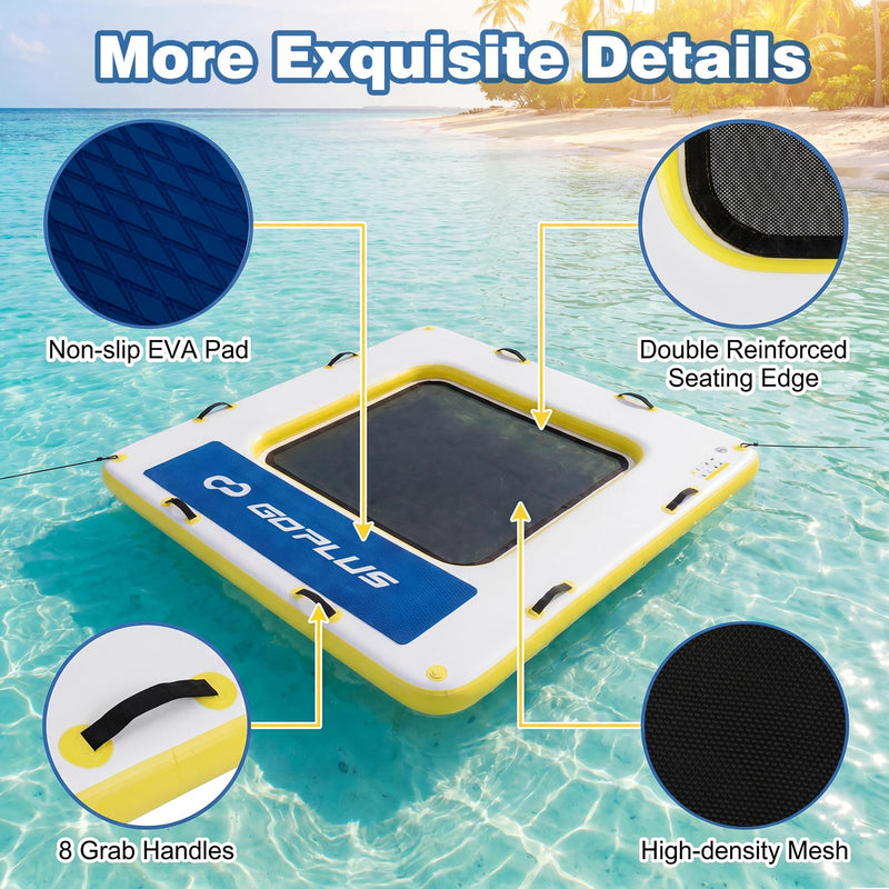 Load image into Gallery viewer, Goplus Inflatable Floating Dock 8FT x 8FT x 6 Inch Thick Swim Dock Platform

