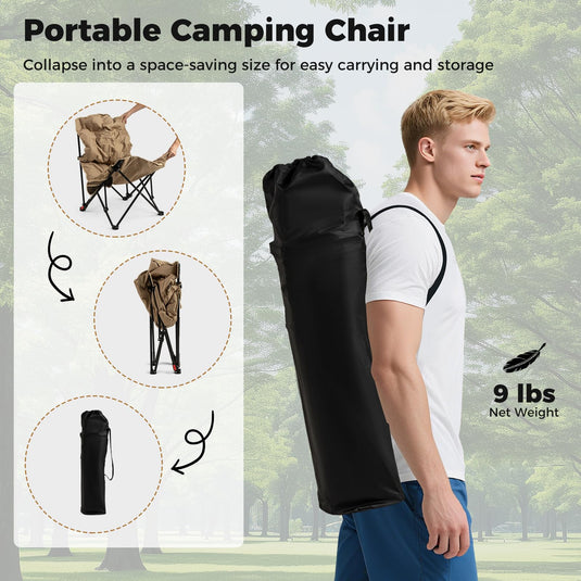 Goplus 4-Position Padded Outdoor Chair with 500 LBS Support Portable Folding Camping Chair