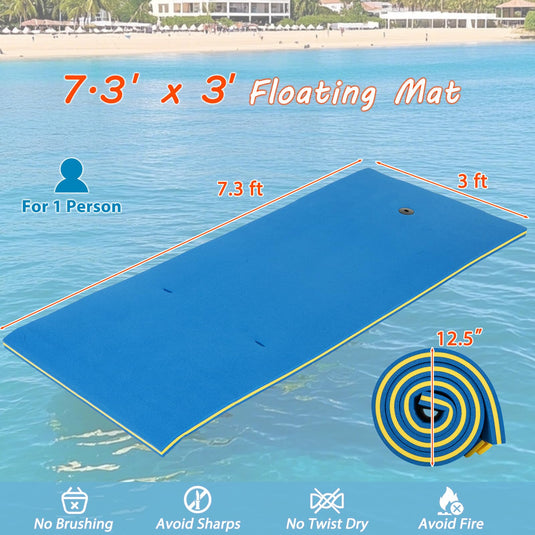 Goplus 87" x 36" Floating Water Mat Pad Lily Pad with Rolling Pillow Design